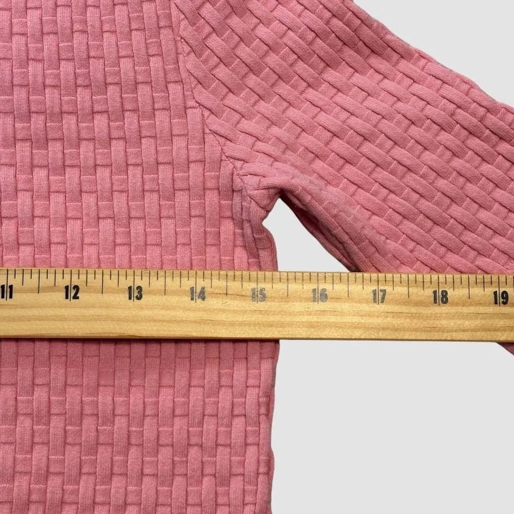 Escada‎ Women's Medium Short Sleeve Basket Weave Sweater Pink Sorbet Preppy